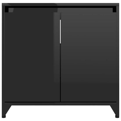 Bathroom Cabinet High Gloss Black 60X33X61 Cm Engineered Wood