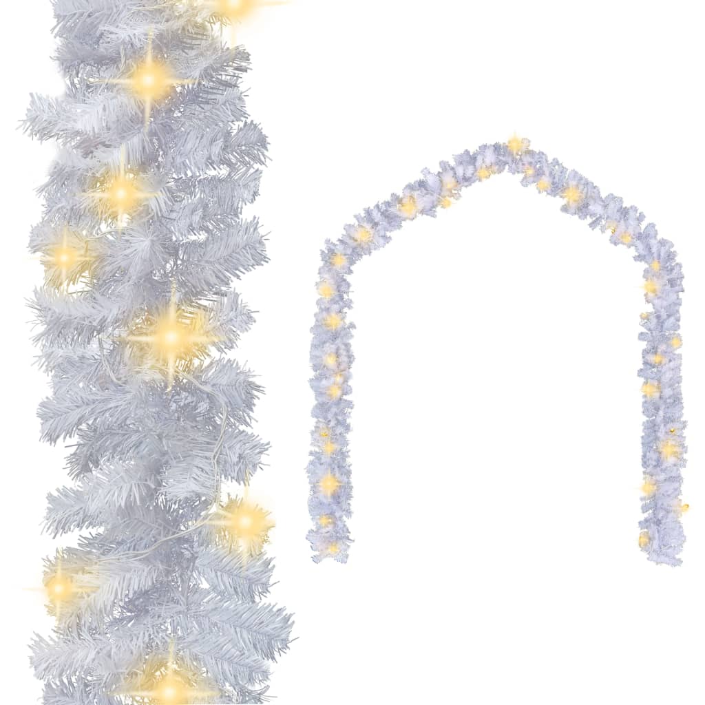 Christmas Garland With Led Lights White 5 M Pvc