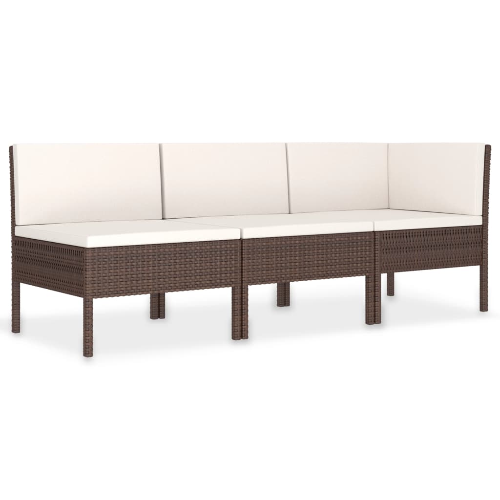 3 Piece Garden Lounge Set With Cushions Poly Rattan