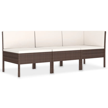 3 Piece Garden Lounge Set With Cushions Poly Rattan