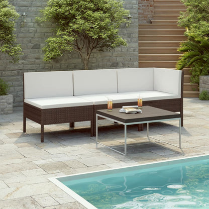 3 Piece Garden Lounge Set With Cushions Poly Rattan