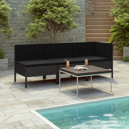 3 Piece Garden Lounge Set With Cushions Poly Rattan