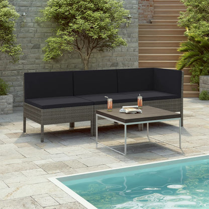 3 Piece Garden Lounge Set With Cushions Poly Rattan