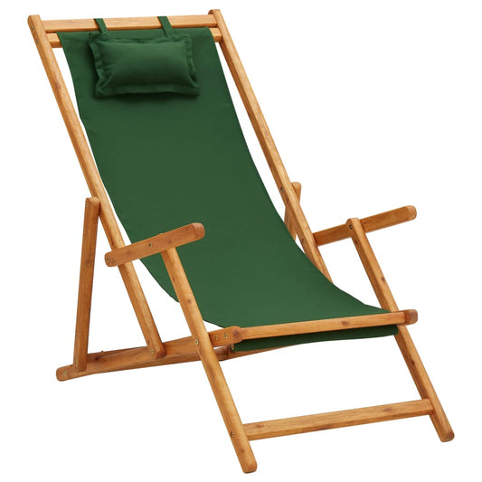 Folding Beach Chair Solid Eucalyptus Wood And Fabric