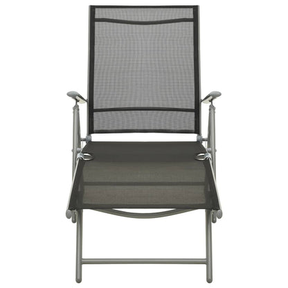 Folding Sun Lounger Textilene And Aluminium Black And Silver