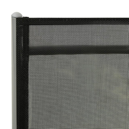 Folding Sun Lounger Textilene And Aluminium Black And Silver