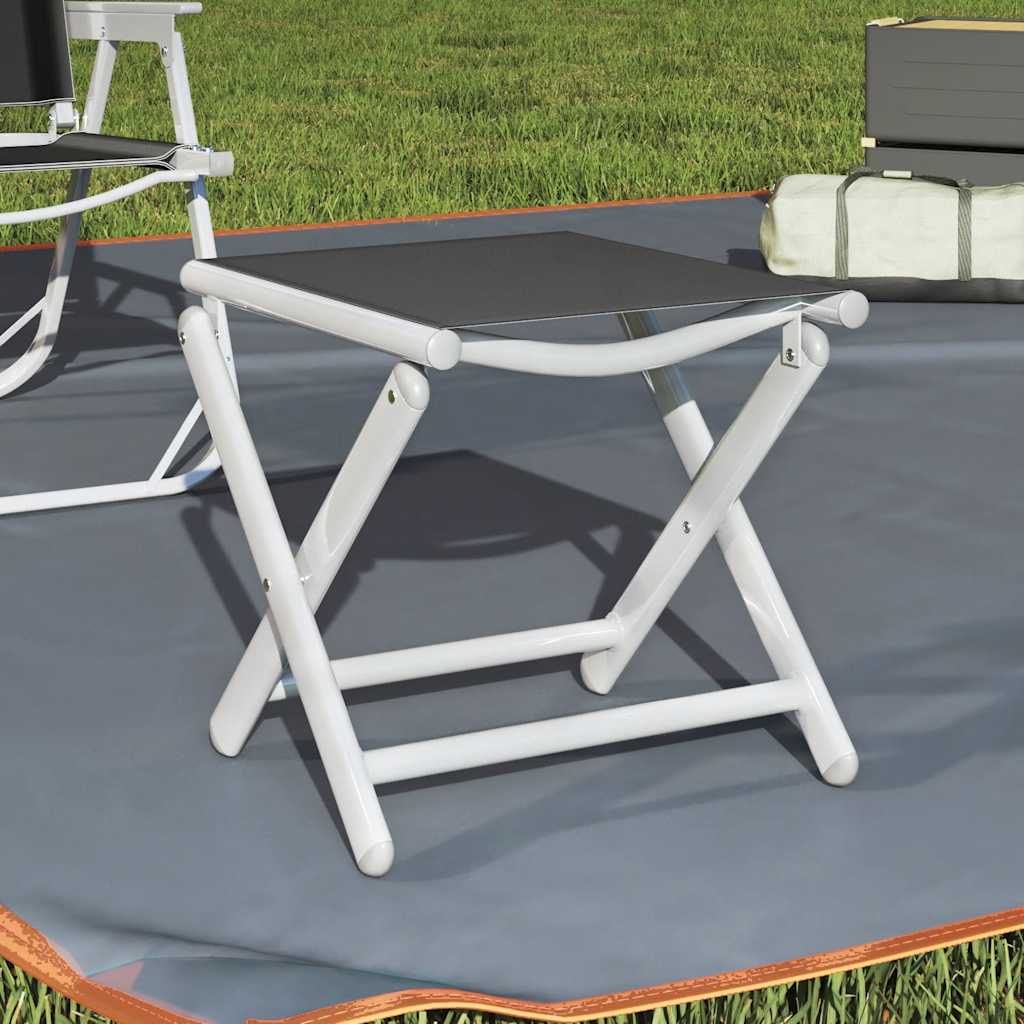 Folding Footrest Black And Silver Textilene And Aluminium