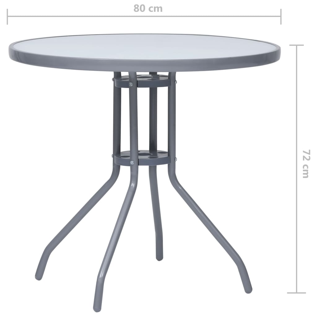 Garden Table 80 Cm Steel And Glass
