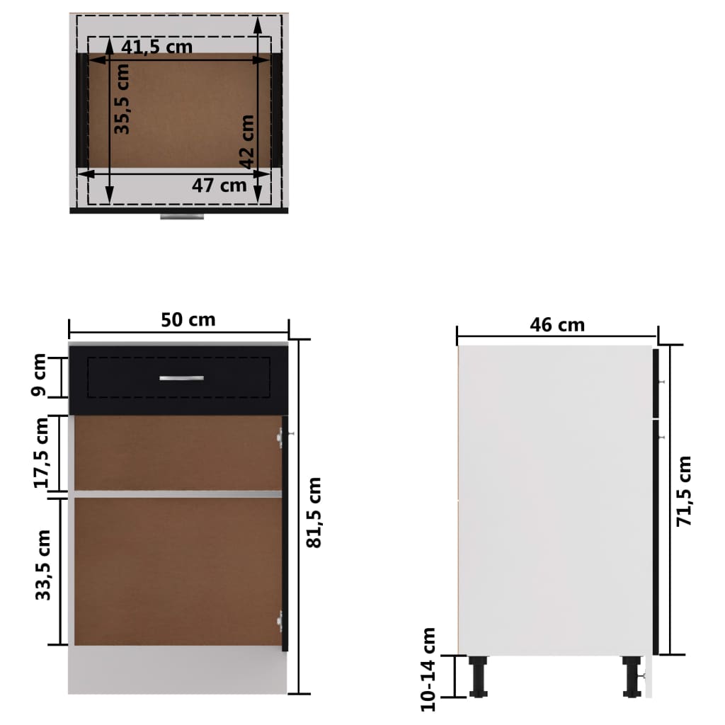 Drawer Bottom Cabinet Lyon 50X46X81.5 Cm Engineered Wood