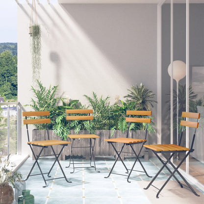 Folding Bistro Chairs 8 Pcs Solid Wood Acacia And Steel