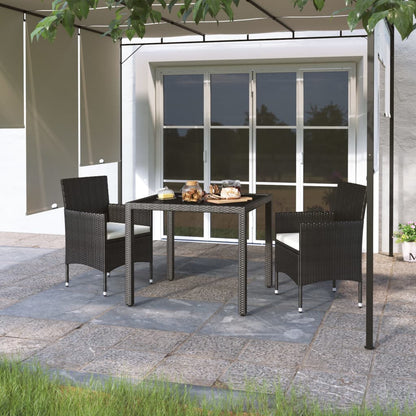 5 Piece Garden Dining Set Poly Rattan And Tempered Glass Beige