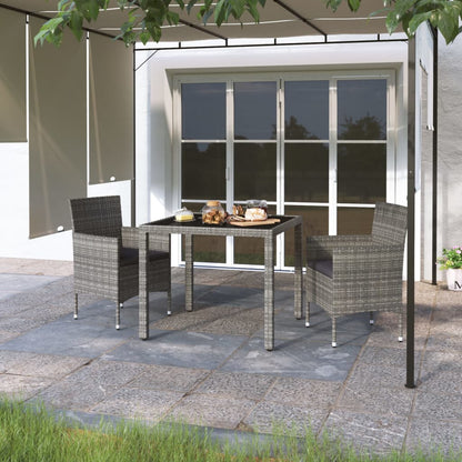 5 Piece Garden Dining Set Poly Rattan And Tempered Glass Beige