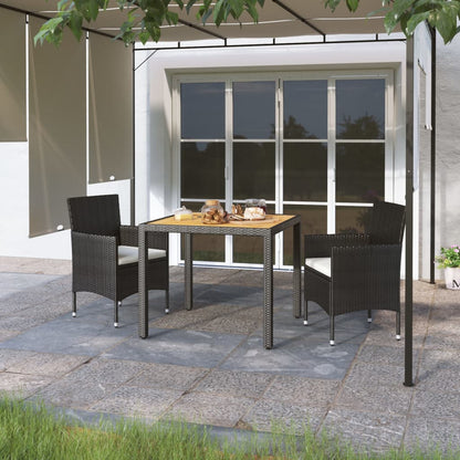 5 Piece Garden Dining Set Poly Rattan And Tempered Glass Beige