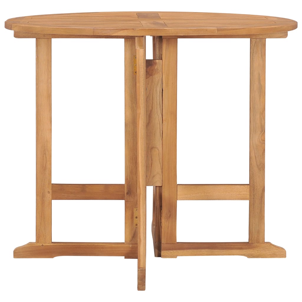 Folding Garden Dining Table Ø90X75 Cm Solid Teak Wood