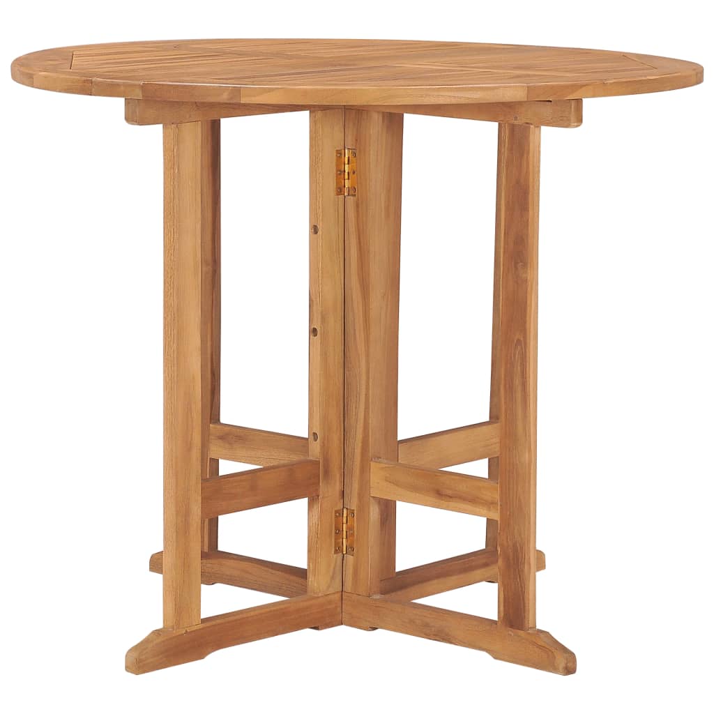 Folding Garden Dining Table Ø90X75 Cm Solid Teak Wood