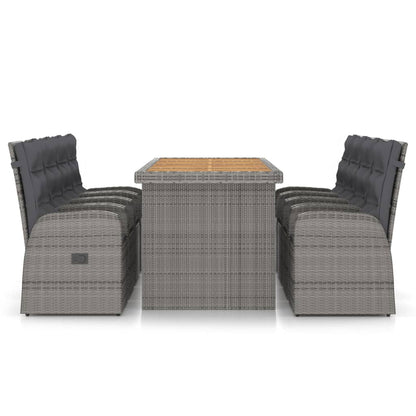 9 Piece Outdoor Dining Set With Cushions Poly Rattan Grey