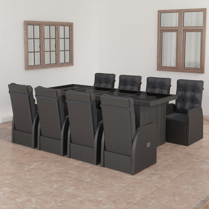 9 Piece Outdoor Dining Set With Cushions Poly Rattan Grey