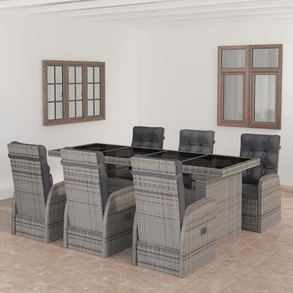 9 Piece Outdoor Dining Set With Cushions Poly Rattan Grey