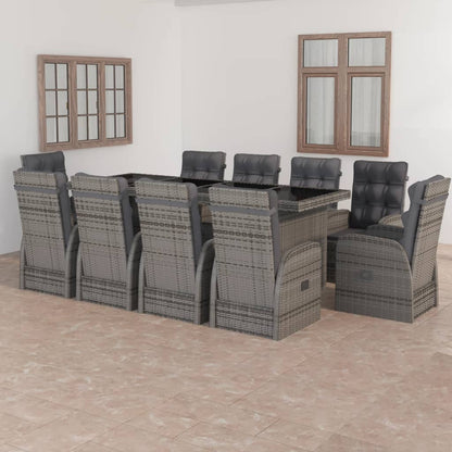 9 Piece Outdoor Dining Set With Cushions Poly Rattan Grey