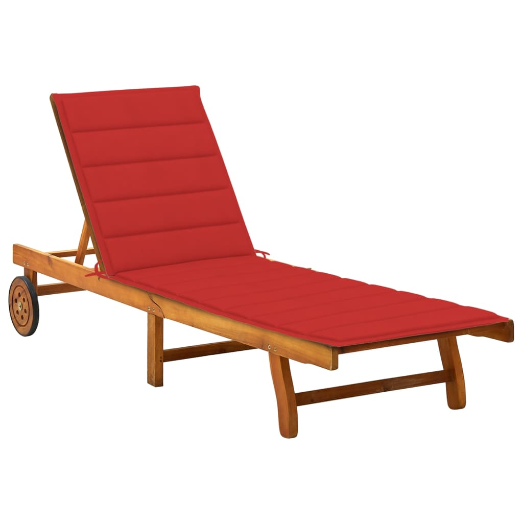 2-Person Garden Sun Lounger With Cushions Solid Acacia Wood