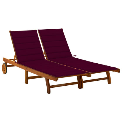 2-Person Garden Sun Lounger With Cushions Solid Acacia Wood