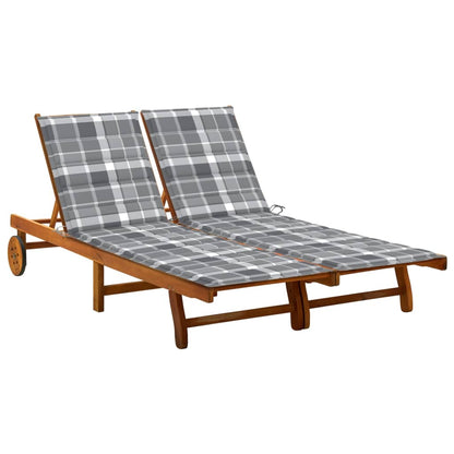 2-Person Garden Sun Lounger With Cushions Solid Acacia Wood