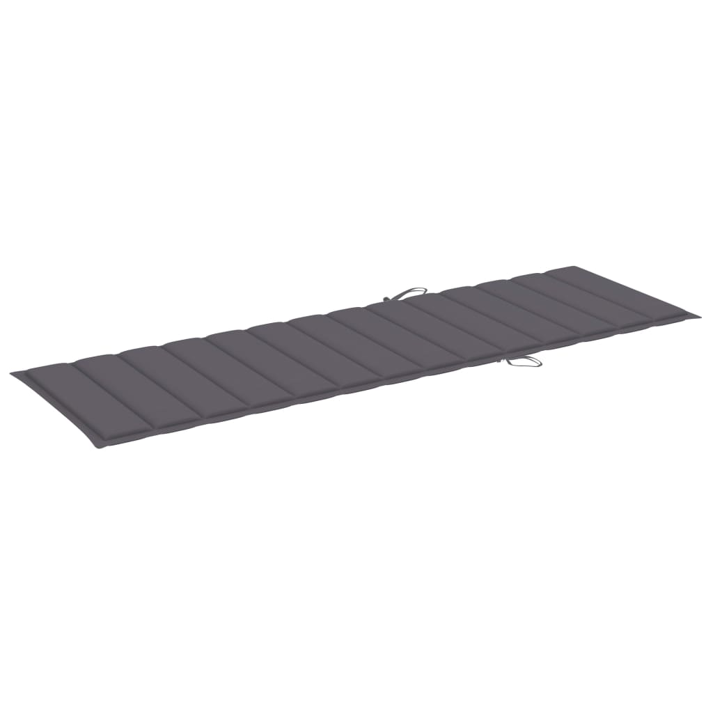 Sun Lounger With Cushion Solid Acacia Wood And Stainless Steel
