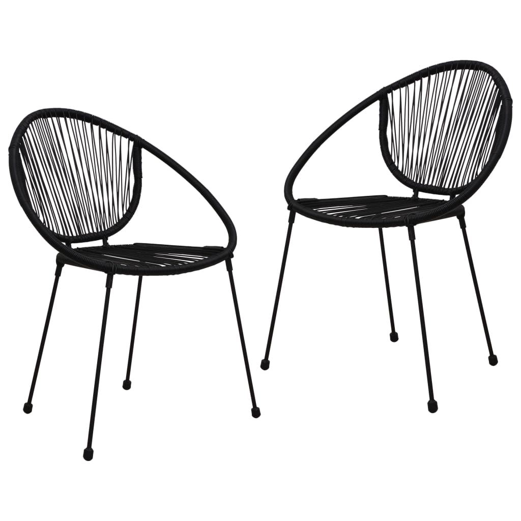 3 Piece Outdoor Dining Set Pvc Rattan Black