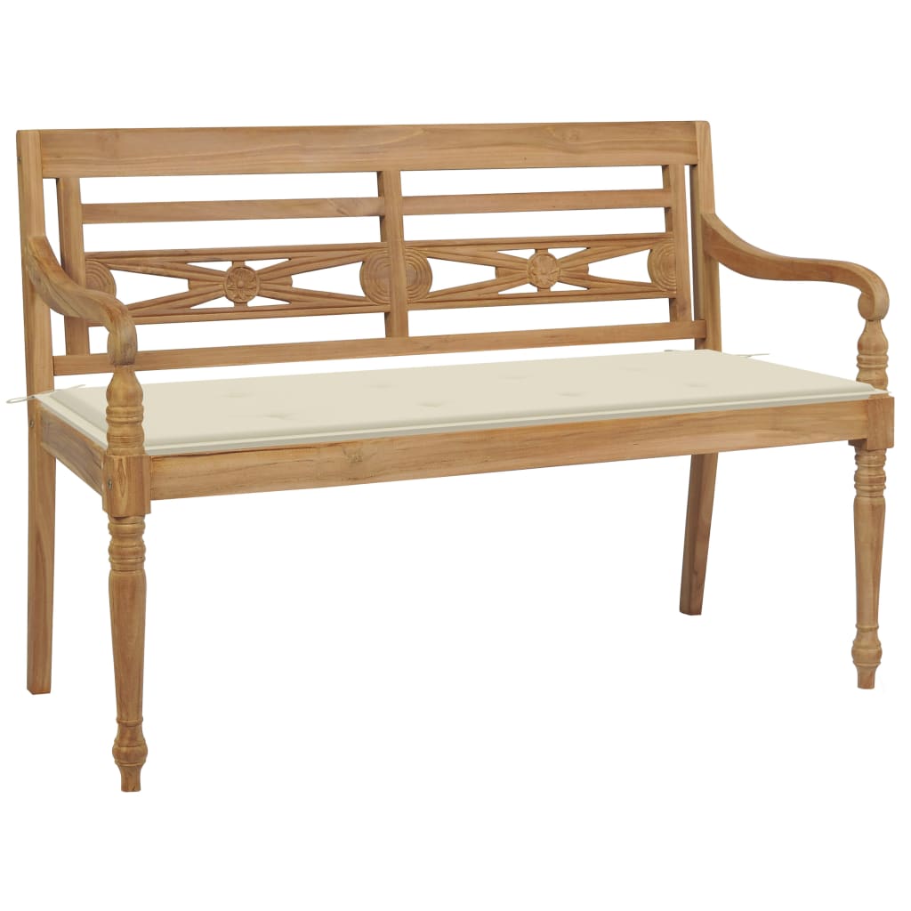 Batavia Bench With Cushion Solid Teak Wood