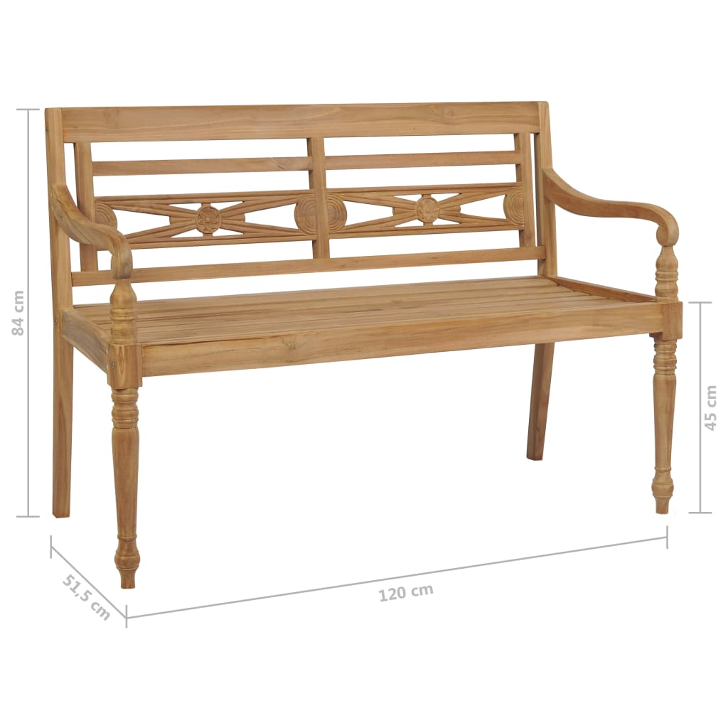 Batavia Bench With Cushion Solid Teak Wood