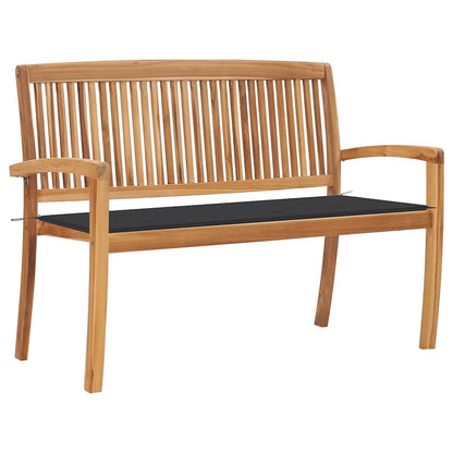 Stacking Garden Bench With Cushion 159 Cm Solid Teak Wood