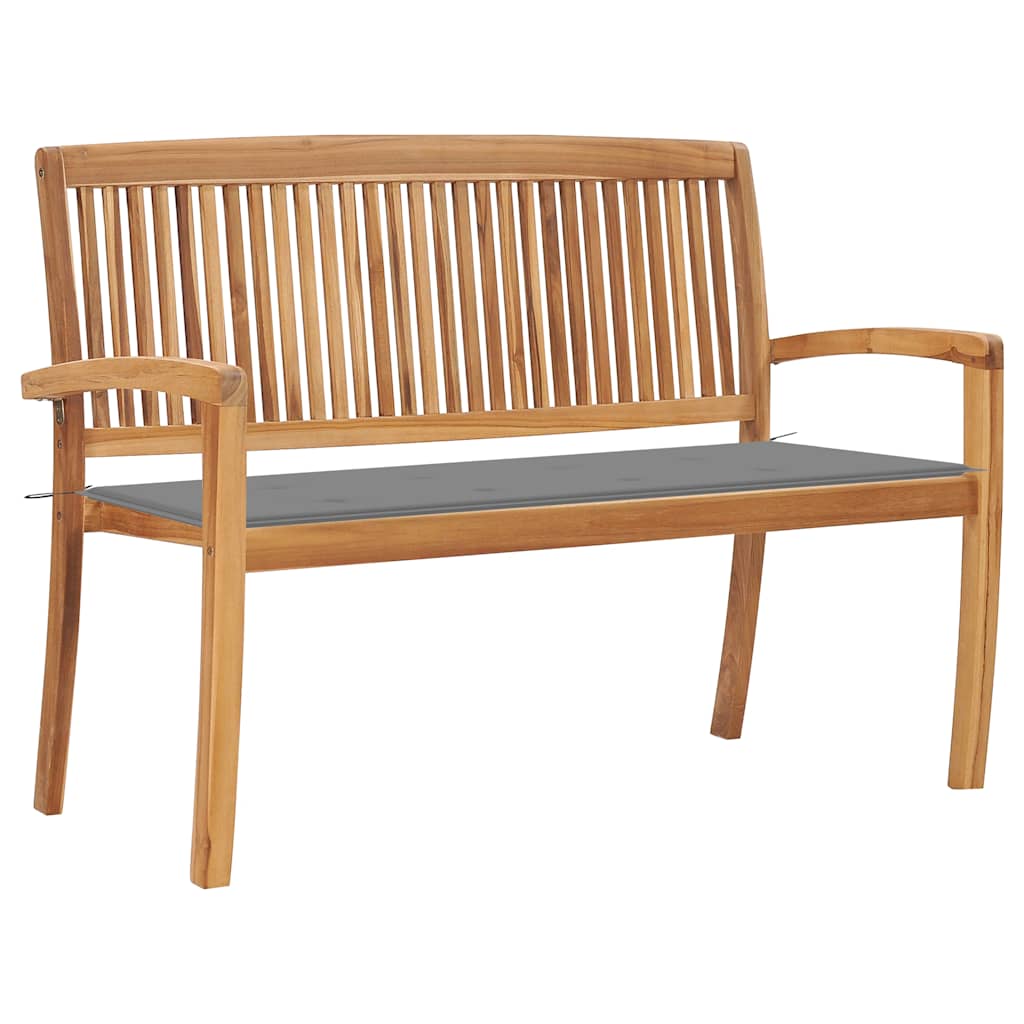 Stacking Garden Bench With Cushion 159 Cm Solid Teak Wood
