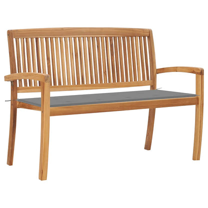 Stacking Garden Bench With Cushion 159 Cm Solid Teak Wood