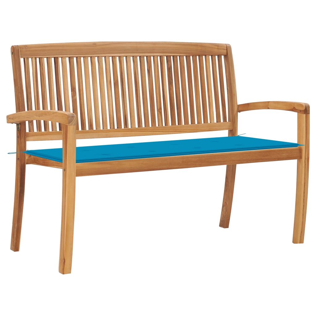 Stacking Garden Bench With Cushion 159 Cm Solid Teak Wood