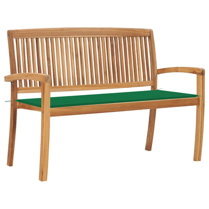 Stacking Garden Bench With Cushion 159 Cm Solid Teak Wood