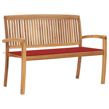 Stacking Garden Bench With Cushion 159 Cm Solid Teak Wood