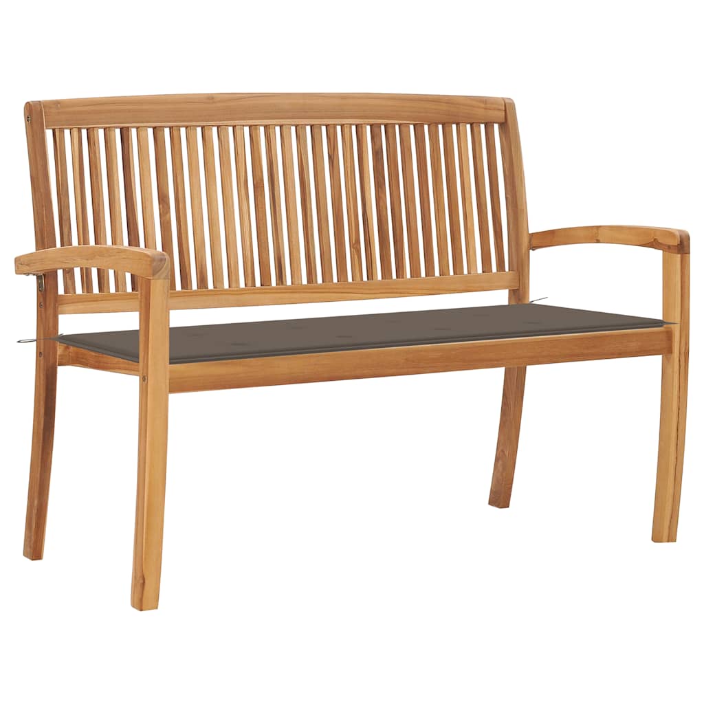 Stacking Garden Bench With Cushion 159 Cm Solid Teak Wood