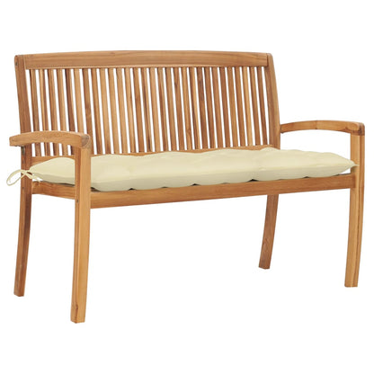 Stacking Garden Bench With Cushion 159 Cm Solid Teak Wood