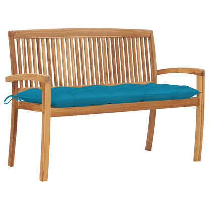 Stacking Garden Bench With Cushion 159 Cm Solid Teak Wood