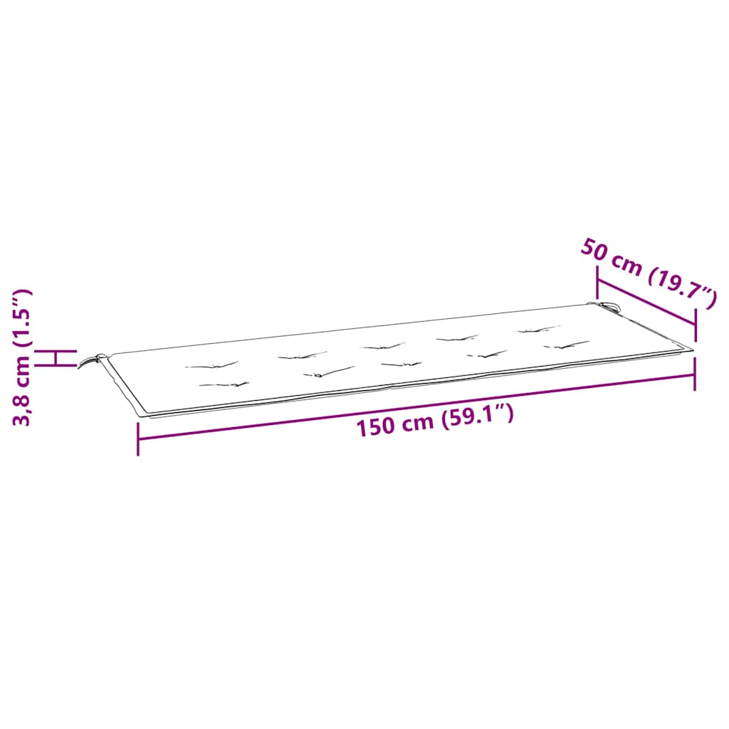 Stacking Garden Bench With Cushion 159 Cm Solid Teak Wood