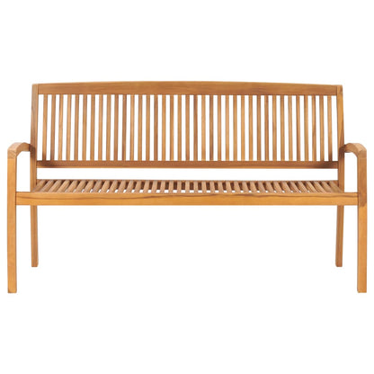 Stacking Garden Bench With Cushion 159 Cm Solid Teak Wood