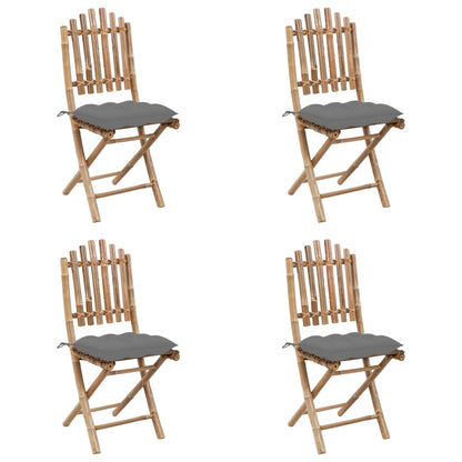 5 Piece Folding Outdoor Dining Set With Cushions Bamboo