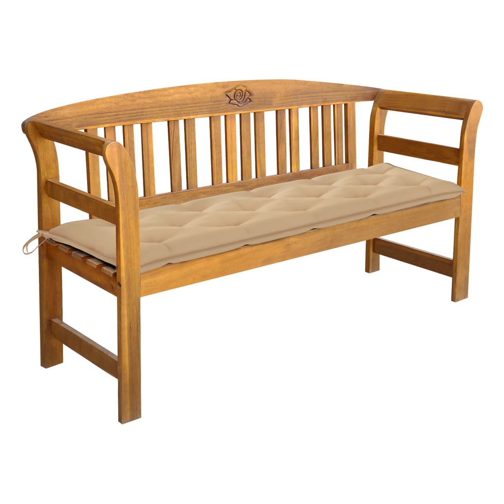 Garden Bench With Cushion Solid Acacia Wood