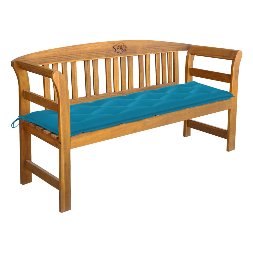 Garden Bench With Cushion Solid Acacia Wood