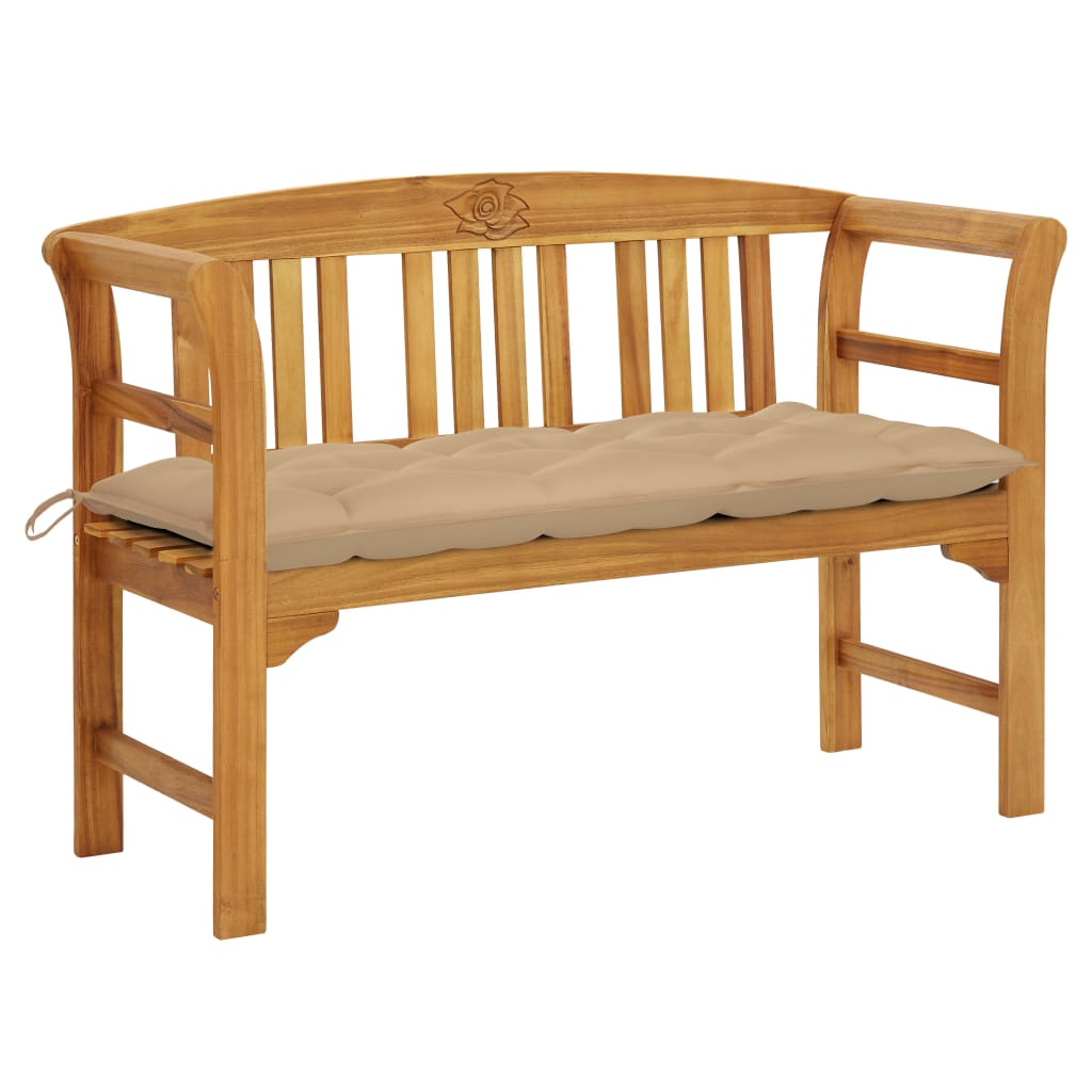 Garden Bench With Cushion Solid Acacia Wood