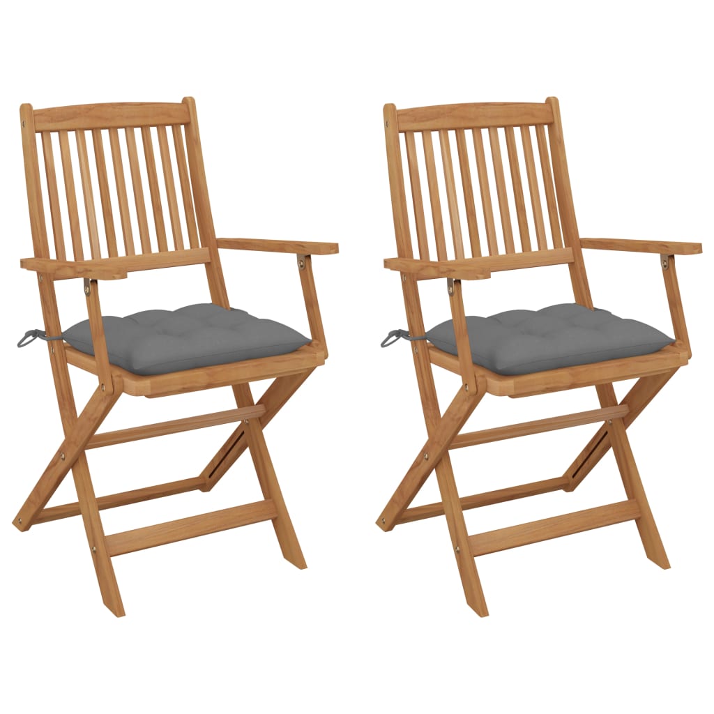 Folding Garden Chairs 4 Pcs With Cushions Solid Wood Acacia