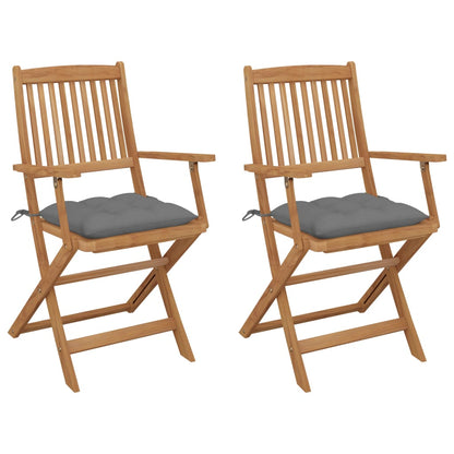 Folding Garden Chairs 4 Pcs With Cushions Solid Wood Acacia