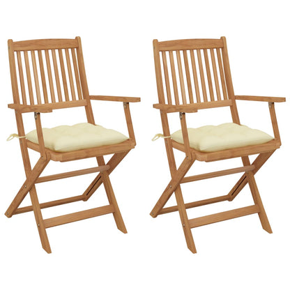 Folding Garden Chairs 4 Pcs With Cushions Solid Wood Acacia