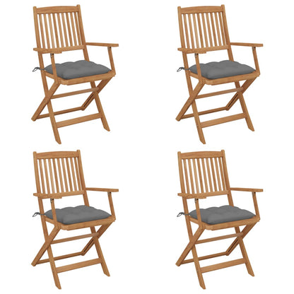 Folding Garden Chairs 4 Pcs With Cushions Solid Wood Acacia