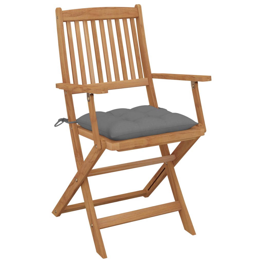 Folding Garden Chairs 4 Pcs With Cushions Solid Wood Acacia
